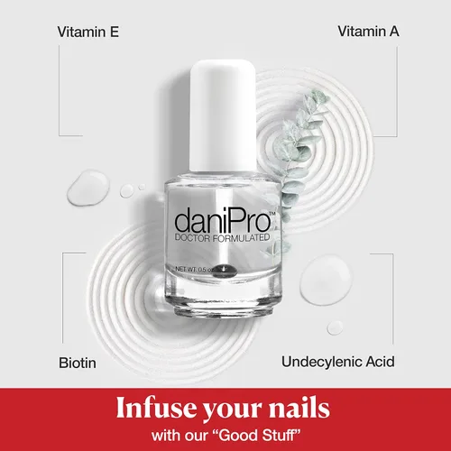 Miniatura 3 de daniPro Esmalte de uñas transparente formulado por doctores, 0.5 onzas, capa base de uñas con ácido undecilénico, vitaminas y biotina para uñas más