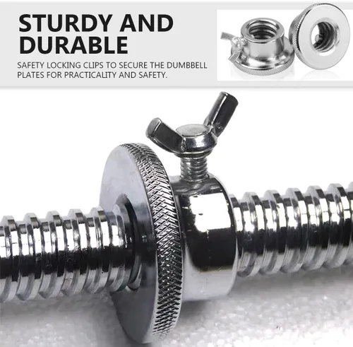 Miniatura 4 de 2 Uds tuerca antideslizante 0.984 in barra estándar Spin-Lock Collars Tornillo Abrazaderas Dumbell Levantamiento de pesas