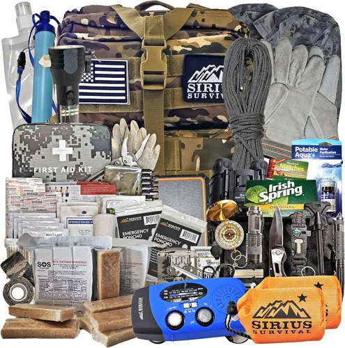 Miniatura 14 de Sirius: Bolsa de Emergencia Precargada - Kit de 72 Horas para 2 Personas - Kit de Supervivencia en Mochila de Emergencia - Mochila Táctica Premium