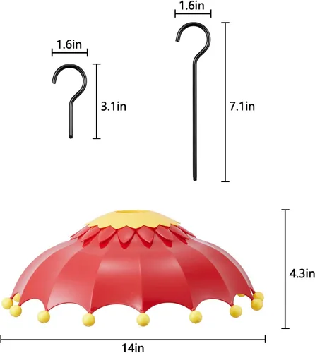 Miniatura 2 de Baffle para comedero de pájaros, cúpula de lluvia con 3 ganchos, adecuado para comederos de colibríes y comederos de aves silvestres, foso