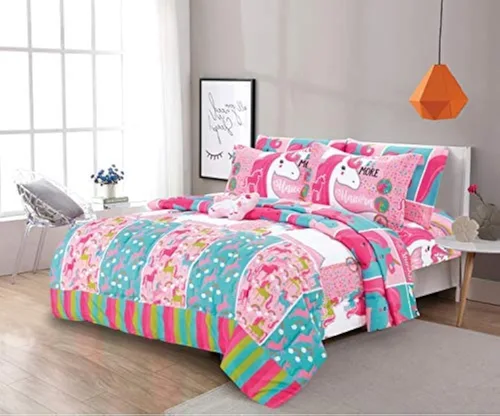 Miniatura 31 de LinenTopia Juego de ropa de cama Queen de 8 piezas para niñas, cama en una bolsa, juego de edredón para niños con sábanas de cama, funda