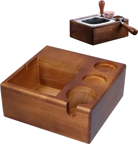 Miniatura 5 de Soporte de café con caja de café, soporte de madera para café, soporte antideslizante para distribuidor de mango de café, contenedor