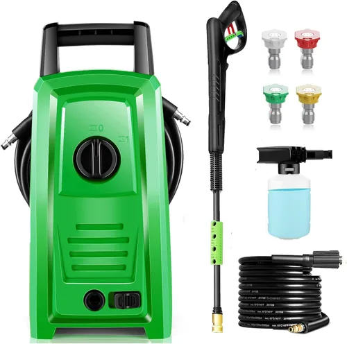 Lavadora eléctrica eléctrica de 4500 PSI, pequeña lavadora a presión portátil de 20 pies, juego de 4 boquillas, mejor para el hogar, automóviles,