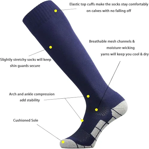 Miniatura 2 de CWVLC - Calcetines de fútbol (135pares) calcetines altos hasta la rodilla, para deportes de equipo, para adultos, jóvenes y niños