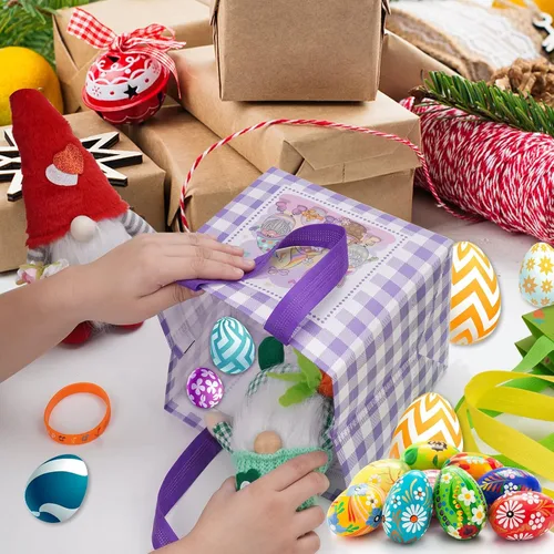 Miniatura 4 de 12 bolsas de regalo de Pascua, bolsas grandes reutilizables para cesta de Pascua, bolsas de regalo de Pascua no tejidas para envolver regalos, juego