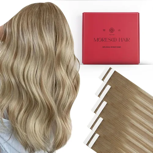 Miniatura 34 de Moresoo Extensiones de cabello humano real con cinta adhesiva, sin costuras, #1 negro azabache, 20 piezas, 1.76 oz (50 g), 24 pulgadas