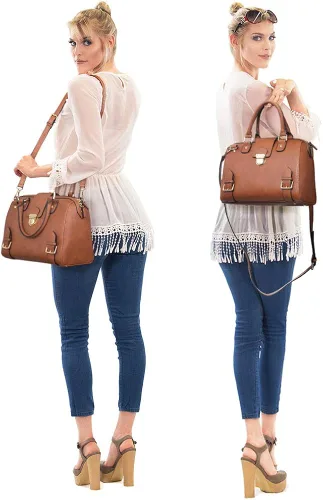 Miniatura 2 de Dasein - Bolso de mano para mujer diseño de barril cuero vegano bolso de hombro con asa superior a la moda bolso de trabajo