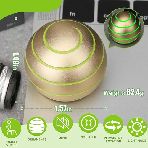 Miniatura 4 de Dilabnba Kinetic Spinner - Bola de juguete de metal para niños y adultos, cuerpo completo, ilusión óptica, alivio del estrés, giroscopio, regalo