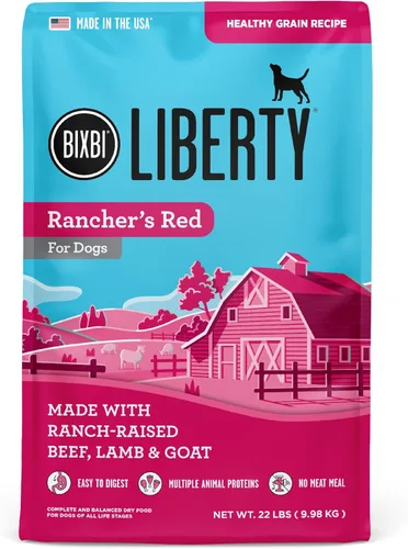 BIXBI Liberty Ancient Grains - Alimento seco para perros, receta roja de Rancher's - Carne fresca, alta en proteínas, granos saludables - Hecho en