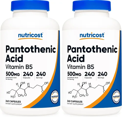 Miniatura 10 de Nutricost Ácido pantoténico (vitamina B5) 500 mg, 240 cápsulas (2 botellas)