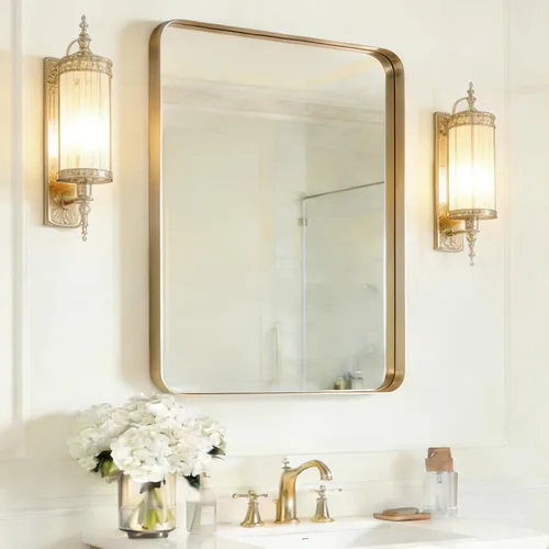 Miniatura 24 de USHOWER Espejos de baño para sobre el fregadero, espejo rectangular con marco de metal, espejo de tocador moderno de granja, montado en la pared
