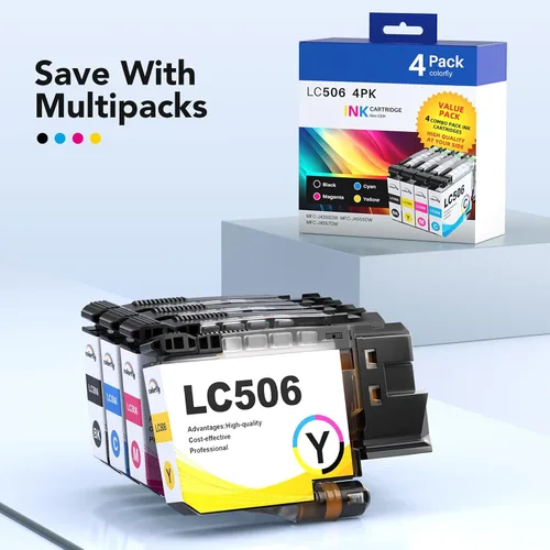 Miniatura 4 de colorfly Paquete de 4 cartuchos de tinta LC506 de repuesto para cartuchos de tinta Brother LC506 lc506xl compatibles con MFC-J4355DW MFC-J4555DW