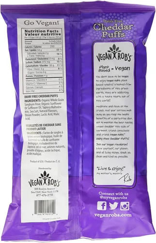 Miniatura 2 de Vegan Rob's Puffs de queso cheddar sin lácteos, 3.5 oz