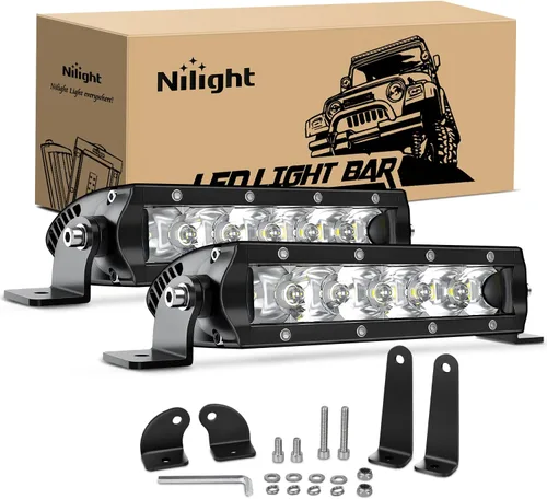 Miniatura 12 de Nilight Barra de luz LED ámbar, 2 unidades, 7 pulgadas, 30 W, punto 3000 lúmenes, súper delgada, 3D, antiniebla, todoterreno, luces de trabajo