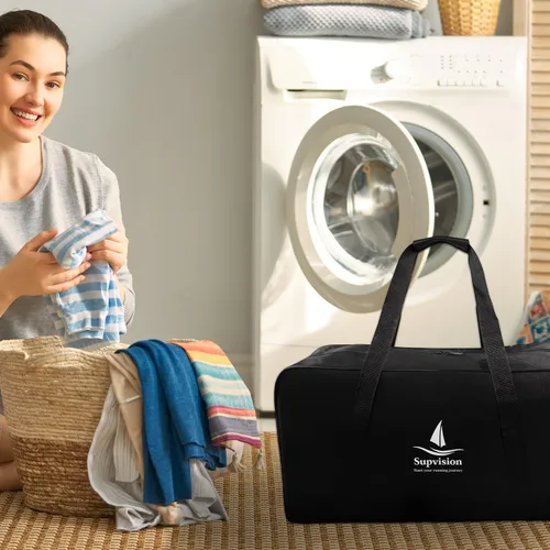 Miniatura 17 de Bolsa de viaje para gimnasio con cremalleras duraderas de 2 vías, impermeable, tela Oxford fuerte, Negro -, 31.5 pulgadas para bloques de arranque
