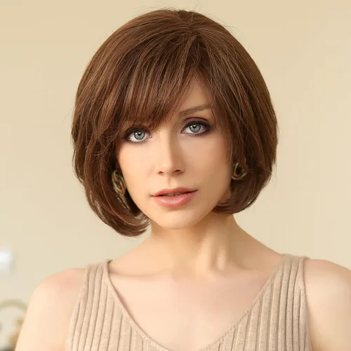 Miniatura 2 de EMMOR Peluca de encaje frontal atada a mano, pelucas de cabello 100% humano para mujer, peluca natural en capas, estilo ondulado diferente