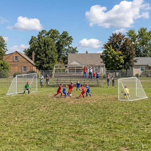 Miniatura 9 de JungleA Juego de porterías de fútbol portátiles para patio trasero para niños y adultos, juego de portería de fútbol grande de 12 x 6 pies