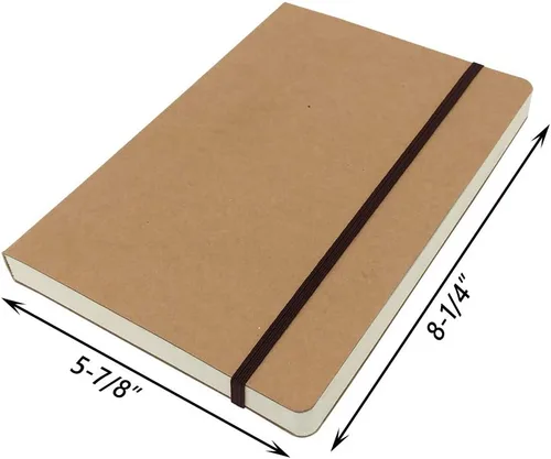 Miniatura 3 de CooLeathor Cuaderno en Blanco A5 - 5.8 x 8.25 Pulgadas, Libro de Bocetos con Tapa Dura de Papel Kraft y Cierre Elástico, 80 Hojas / 160 Páginas