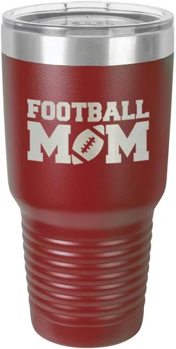Miniatura 20 de FOOTBALL MOM - Vaso negro de 30 onzas con popote y tapa superior deslizante Taza de viaje de acero inoxidable Comparar con Yeti Rambler