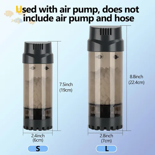 Miniatura 7 de AQQA Filtro de lecho móvil fluidizado con esponja, bio filtro sumergible para acuario con piedra de aire para camarones y tanques de reproducción