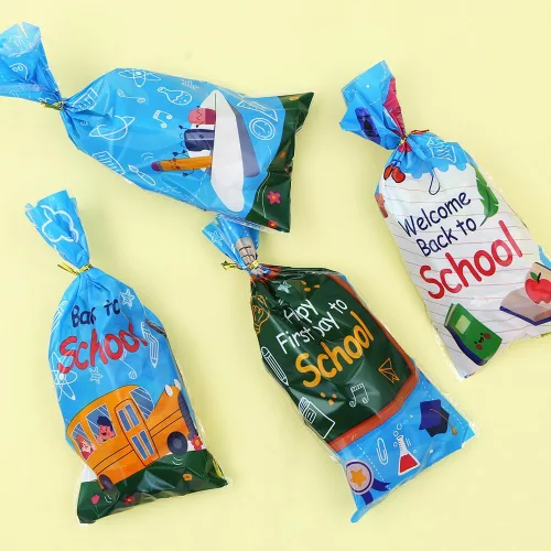 Miniatura 3 de Bolsas de regalo de regreso a clases con lazos giratorios, 100 unidades para el primer día de escuela, aula, fiesta, bolsas de dulces para niños