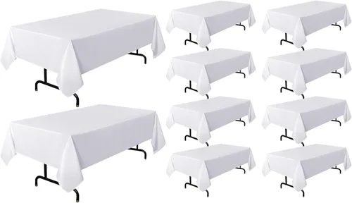 Miniatura 71 de sancua - Paquete de 2 manteles cuadrados de poliéster, de 54 x 54 pulgadas, resistentes a las manchas y a las arrugas, lavables, para mesas de Beige