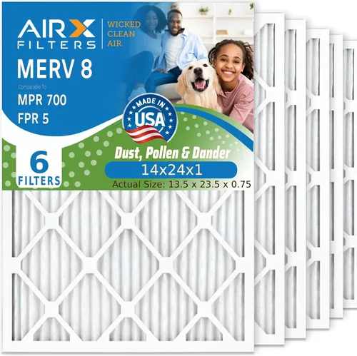 AIRX FILTERS WICKED CLEAN AIR. Filtro de aire 14x24x1 MERV 8 electrostático plisado filtro de aire acondicionado 6 paquetes de filtros HVAC AC horno