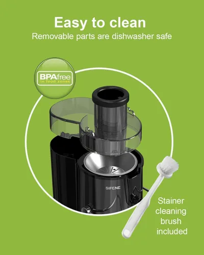 Miniatura 5 de SIFENE Exprimidor centrífugo con boca de 3 pulgadas de ancho, extractor de jugo compacto para frutas y verduras, 3 velocidades de control de alta