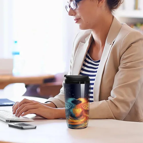 Miniatura 7 de Fire And Water Phoenix Coffee Cup Hot Coffee Travel Mug Reusable Iced Coffee Cups Double Heat Insulation Coffee Mug with Leak-Proof Lid Stylish