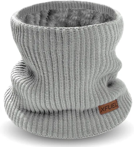Miniatura 12 de Calentador de cuello para niños, polaina de cuello de invierno tejida, bufanda infinita con forro polar para niños y niñas, máscara de esquí