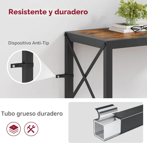 Miniatura 7 de Tajsoon - Mesa de consola de 28.3" de largo, mesa estrecha de 2 niveles para entrada con estantes abiertos, pequeña mesa de sofá para sala de estar