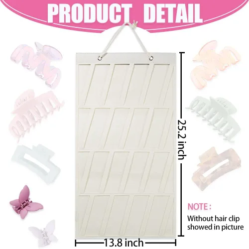 Miniatura 3 de Organizador de pinzas de garra, organizador grande de pinzas para el cabello, pinzas colgantes de fieltro de alta calidad, colgador de Beige