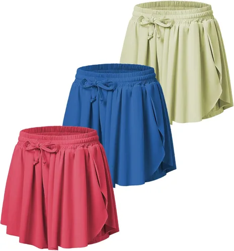 Miniatura 9 de Pantalones cortos fluidos con diseño de mariposa para niñas, pantalones cortos deportivos para niños pequeños y jóvenes con forro 2 en 1