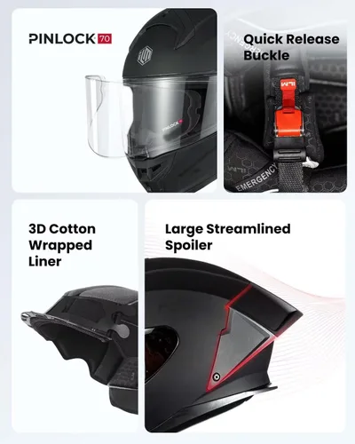 Miniatura 7 de ILM Cascos de motocicleta de cara completa para hombres y mujeres con Pinlock Powersports Street Racing Cascos para Motos DOT Modelo MF510