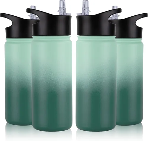 Miniatura 20 de Botella de agua aislada de 64 onzas con tapas de pajita y boquilla, jarra de agua de acero inoxidable de medio galón con mango de paracord, vacío