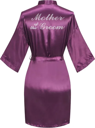 Miniatura 11 de Bata de boda para mujer, para novia, dama de honor, corta, de satén, kimono, batas de seda para prepararse, fiesta nupcial
