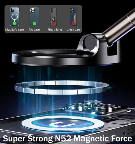 Miniatura 5 de Ultra succión de 96 libras: soporte magnético al vacío para teléfono para MagSafe, soporte de teléfono reforzado de 360° mejorado de 360°