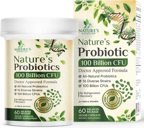 Probióticos 100 mil millones de UFC por porción - 16 cepas premium + prebióticos - Suplemento probiótico para adultos - Apoya la salud inmunológica