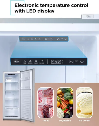Miniatura 3 de BLACK+DECKER Refrigerador congelador convertible de 11 pies cúbicos, congelador vertical con estantes de vidrio, puerta reversible, clasificación