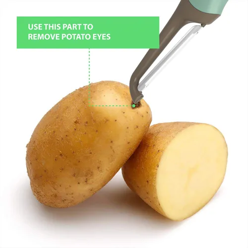 Miniatura 6 de Juego de pelador de verduras 3 en 1 de alta calidad, cuchillas afiladas de acero inoxidable con mango intercambiable, peladores rectos, juliana