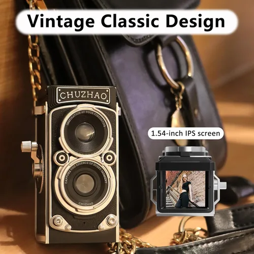 Miniatura 6 de CHUZHAO - Mini cámara digital vintage, estilo retro, punto y disparo, enfoque automático de video y foto de 1080P, cámara de bolsillo compacta