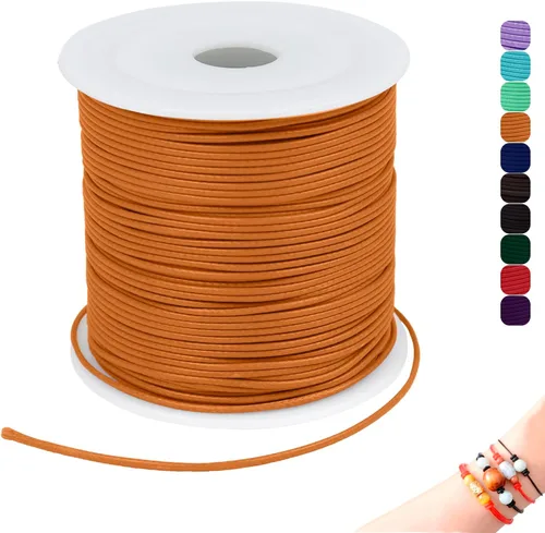 Miniatura 24 de CAMAL Cuerda de cera de 0.069 pulgadas para hacer pulseras, hilo encerado de 23 yardas para joyería y pulsera, cordón encerado para manualidades