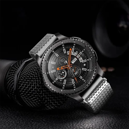Miniatura 5 de Compatible con Galaxy Watch 1.811 in/Galaxy Watch 3 1.772 in/Gear S3 Frontier Classic Band 0.866 in Acero inoxidable malla metálica Loop Correa