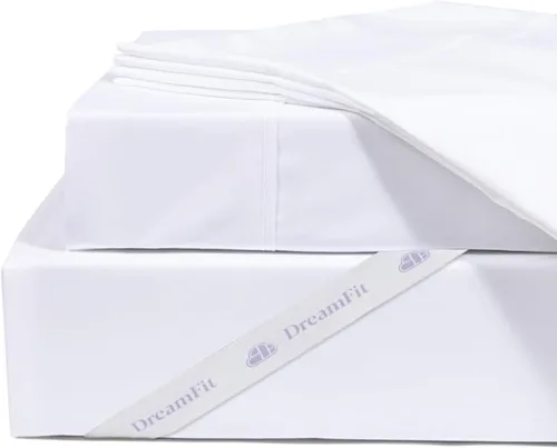 Miniatura 7 de DreamFit DreamCool Juego de sábanas 100% algodón Pima con tiras elásticas en las esquinas, 20 pulgadas de bolsillo extraprofundo, fabricadas en EE.