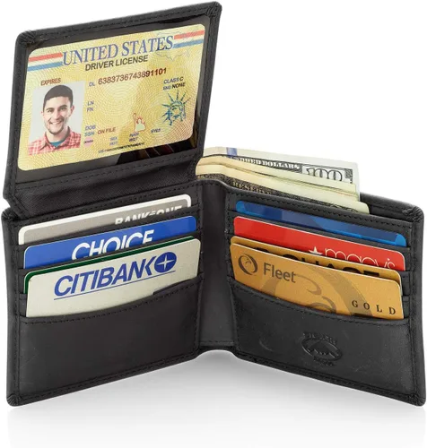 Miniatura 2 de Stealth Mode Cartera plegable de cuero para hombre con ventana de identificación y bloqueo RFID