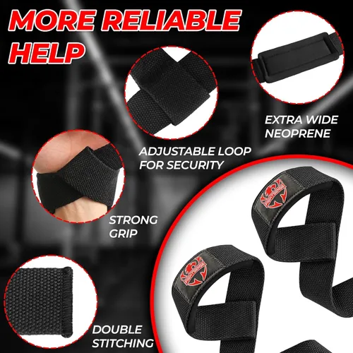 Miniatura 2 de FIGHTSENSE - Correas de elevación para levantamiento de pesas, correas de muñeca de gimnasio para hombres y mujeres, correas de levantamiento