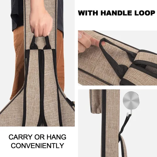 Miniatura 5 de LETSROCK Estuche para Guitarra Bajo, Bolsa de Concierto para Guitarra Bajo Acolchado Grueso Impermeable de 0.38 Pulgadas Mochila Suave Bolsa