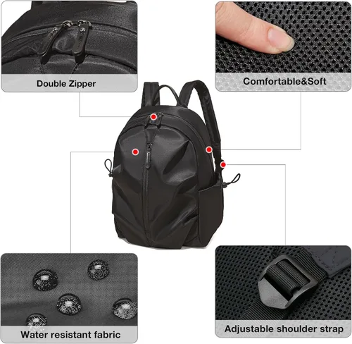 Miniatura 3 de LAORENTOU Backpack For Women Waterproof Backpack Purse Lightweight Travel Backpack Sports Backpack Nylon Backpacks (01 Black)