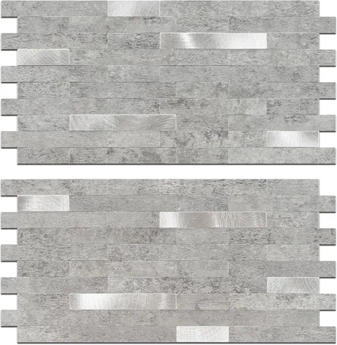 Miniatura 14 de StyloVue 20 hojas para despegar y pegar para cocina, mármol blanco con aspecto de metal plateado que se pega en azulejos para mejorar tu cocina