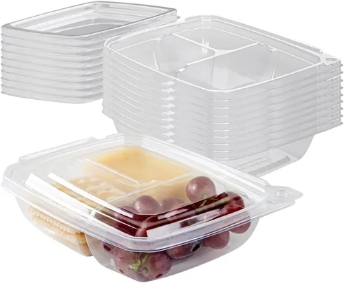 Restaurantware Tamper Tek - Recipientes rectangulares para llevar de 11 onzas, 100 recipientes duraderos de plástico transparente congelable a
